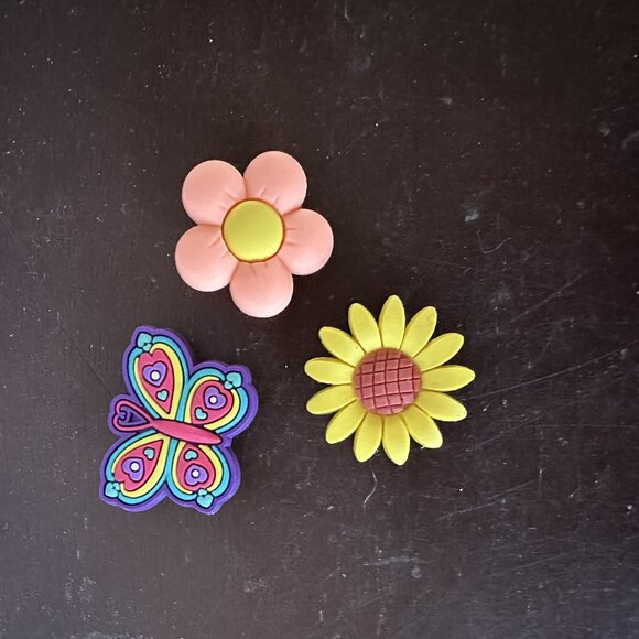 Blue Butterfly & Orange Yellow Flower Shoe Charms Set Cute Accessories for Crocs - Picture 1 of 2